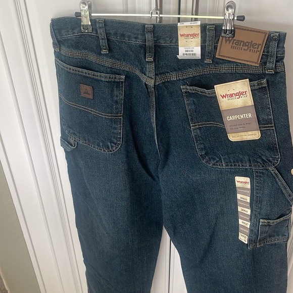 Wrangler Rugged Carpenter relaxed seat & thigh fits over boots 36x32 blue denim - Picture 5 of 12